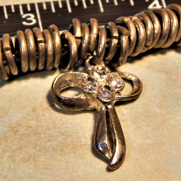 BoHo  Chain Ring Ball Bead Cross Bracelet - Picture 6 of 7